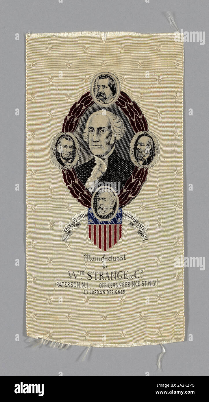 Ruban commémoratif, ch. 1885/90, fabriqué par William Strange & Company, United States, New Jersey, United States, soie Banque D'Images