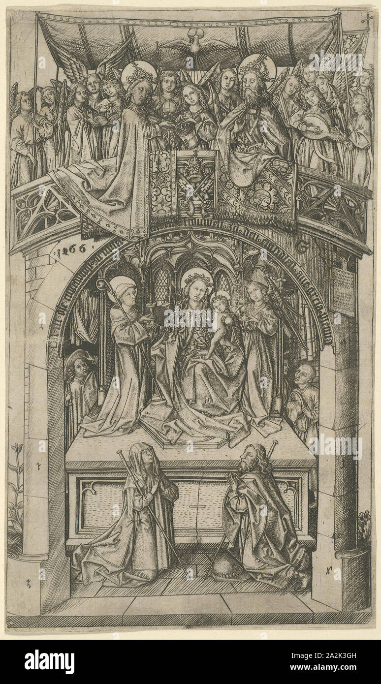 La grande vierge d'Einsiedeln, 1466, Maître E. S., Allemand, actif c. 1450-1467, l'Allemagne, la gravure en noir sur papier vergé ivoire, 206 x 122 mm (plaque), 209 x 125 mm (feuille Banque D'Images