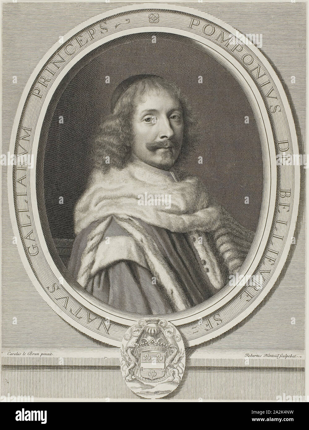 Pompone II de Bellièvre, 1657, Robert Nanteuil (Français, 1623-1678), d'après Joseph Marie Lebouteux (Français, c.1744-après 1791), la France, gravure sur papier, 245 × 319 mm Banque D'Images