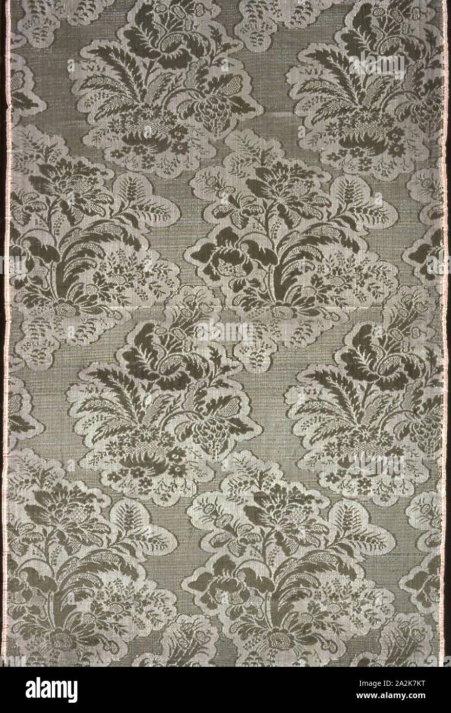 Panneau, 1725/50, l'Angleterre ou la France, l'Angleterre, soie, tissage ordinaire avec des motifs supplémentaires de 106,3 × 55,4 Funes, cm (41 7/8 x 21 7/8 po Banque D'Images