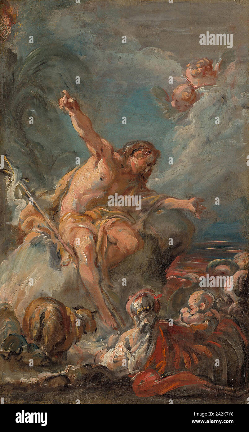 Saint Jean Baptiste prêchant dans le désert, 1758/64, Jean Baptiste Henri Deshays, Français, France, 1729-1765, huile sur toile, 42,2 × 26,5 cm (16 5/8 x 10 7/16 po Banque D'Images Saint Jean Baptiste prêchant dans le désert, 1758/64, Jean Baptiste Henri Deshays, Français, France, 1729-1765, huile sur toile, 42,2 × 26,5 cm (16 5/8 x 10 7/16 po Banque D'Images