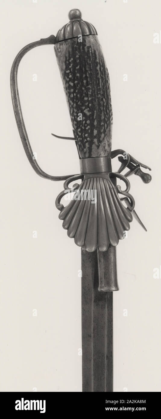 Épée de chasse combiné avec pistolet à silex, 1725, Anglais, Angleterre, acier, laiton, corne, L. et 81,2 cm (32 in Banque D'Images