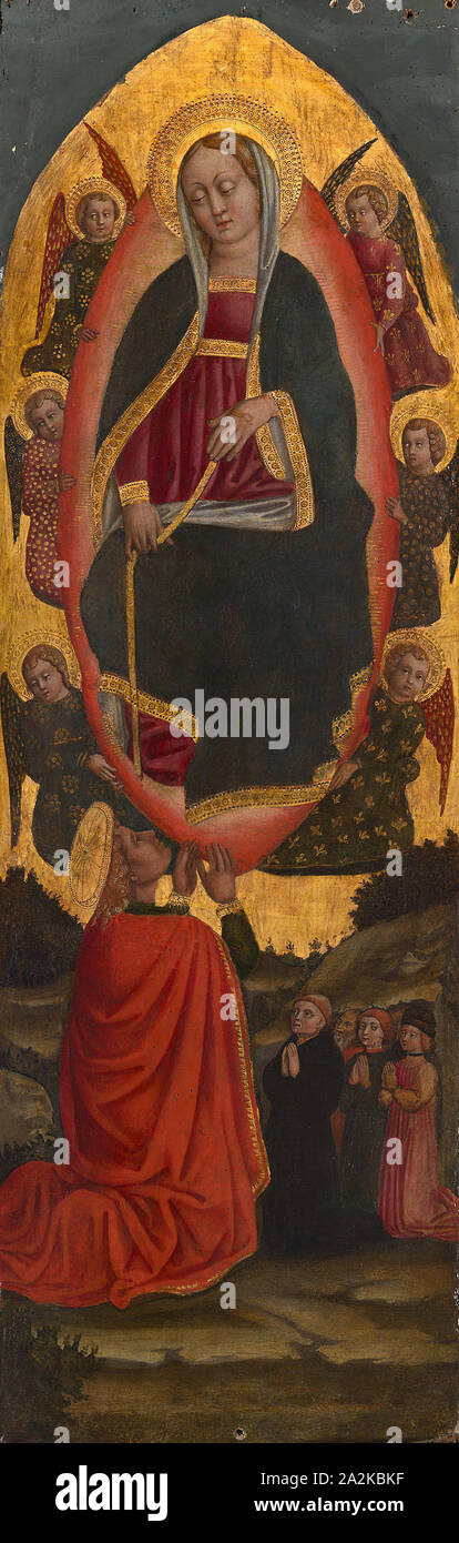 L'Assomption de la Vierge avec les saints d'un retable augustins, 1450/75, Italien, Venise, Venise, Tempera et huile sur panneau, panneau : 125,8 × 40 cm (49 1/2 x 15 3/4 in.), surface peinte : 122,6 × 40 cm (48 1/4 x 15 3/4 po Banque D'Images