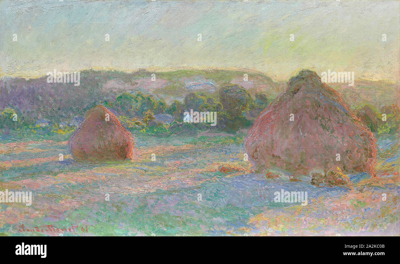 Des tas de blé (Fin de l'été), 1890/91, Claude Monet, Français, 1906-1957, France, huile sur toile, 60 × 100,5 cm (23 5/8 x 39 9/16 in Banque D'Images