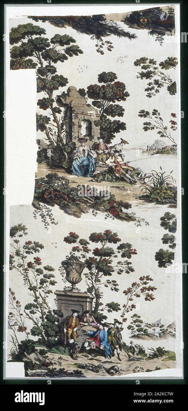 De Bord (ameublement), 1769, fabriqué par Robert Jones & Co., en Angleterre, vieille Ford, Middlesex, Middlesex, , et du coton, à armure toile, et sur cuivre, imprimés à 214 x 100,7 cm (84 1/4 x 39 5/8 po Banque D'Images
