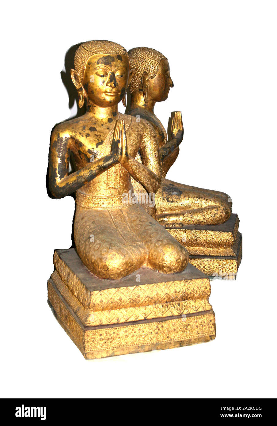 Moine agenouillé, 19e siècle, la Birmanie (Myanmar), la Birmanie, bronze doré, 76,8 × 33,8 × 46,0 cm (30 1/4 x 13 1/4 × 18 1/8 in Banque D'Images