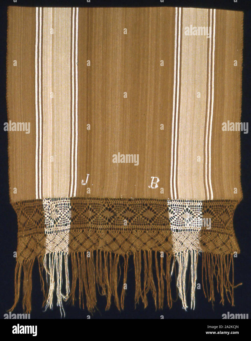 Écharpe de cérémonie (bufando ufanta ou), 1850/1900, l'Aymara, Bolivie,  Bolivie, laine et coton, courbure - fait face à armure toile brodée de  points de croix, crochet ci-joint et de frontières en coupe