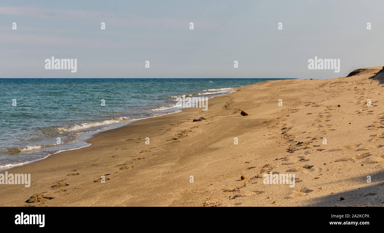 Paysage de l'île de Corse. Bella Riva beach à l'Est de l'île, la France. Banque D'Images