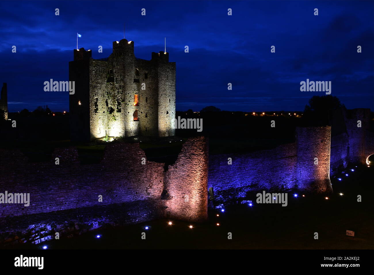 Le Château de Trim, l'Irlande. La nuit Banque D'Images