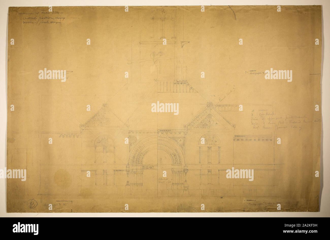 Projet de Musée des beaux-arts, World's Columbian Exposition de Chicago (Illinois), l'altitude d'entrée, c. 1890, John Wellborn Root, American, 1850-1891, United States, graphite sur papier, 50,8 × 43,2 cm (20 × 17 en Banque D'Images