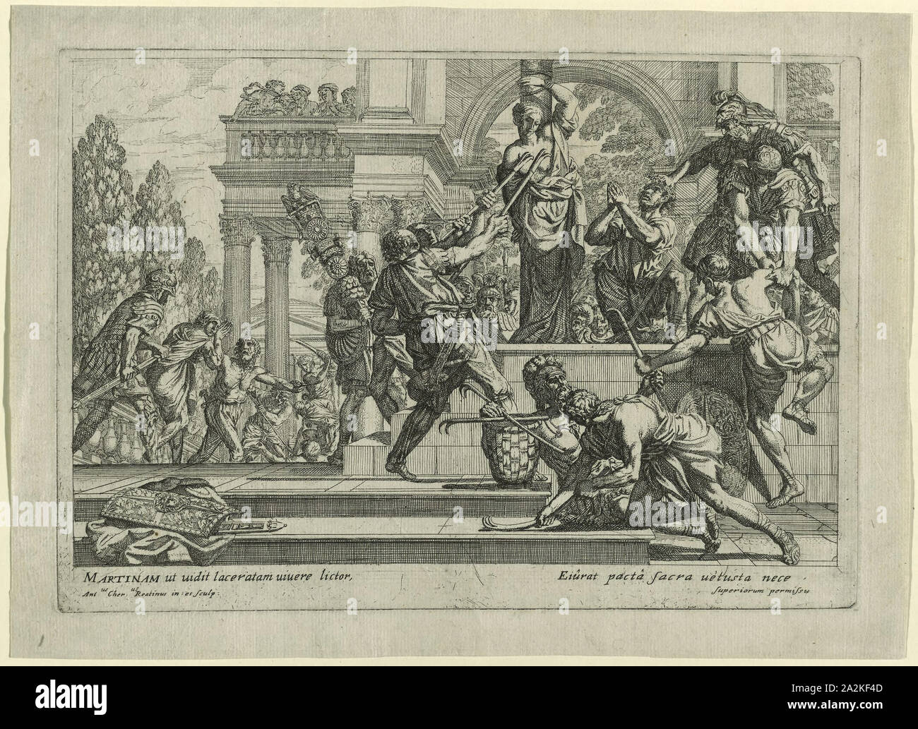 Martyre de Saint Martina, c. 1665, Antonio Gherardi, italien, 1644-1702, l'Italie, l'eau-forte sur papier vergé crème, 233 x 332 mm (plaque), 268 x 373 mm (feuille Banque D'Images