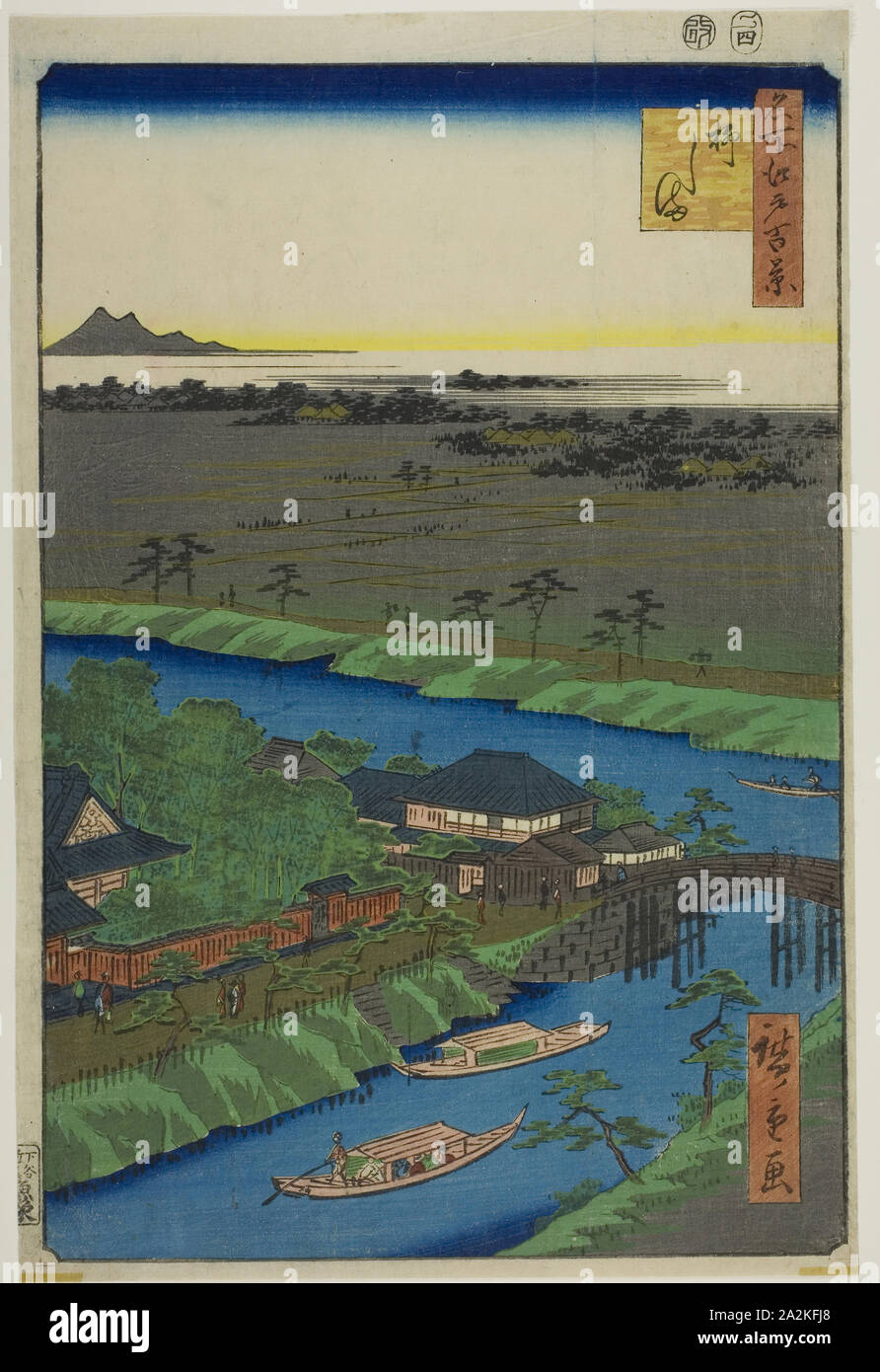 Yanagashima, de la série Cent vues célèbres d'Edo (Edo Meisho hyakkei), 1857, Utagawa Hiroshige, 広重 歌川 japonais, 1797-1858, le Japon, l'estampe Couleur, Oban Banque D'Images