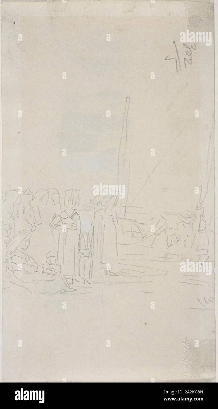 Bretonnes sur la plage, 1867/68, Eugène Louis Boudin, Français, 1824-1898, France, graphite sur papier vélin blanc cassé, 117 × 216 mm Banque D'Images