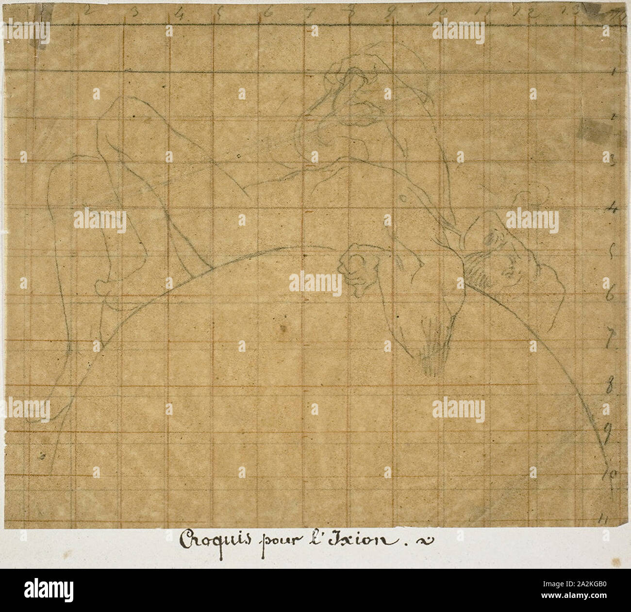 Les tourments de l'Ixion, ch. 1876, Jules-Élie Delaunay, Français, 1828-1891, France, graphite sur papier vélin, tan squared pour transfert, 235 × 280 mm Banque D'Images