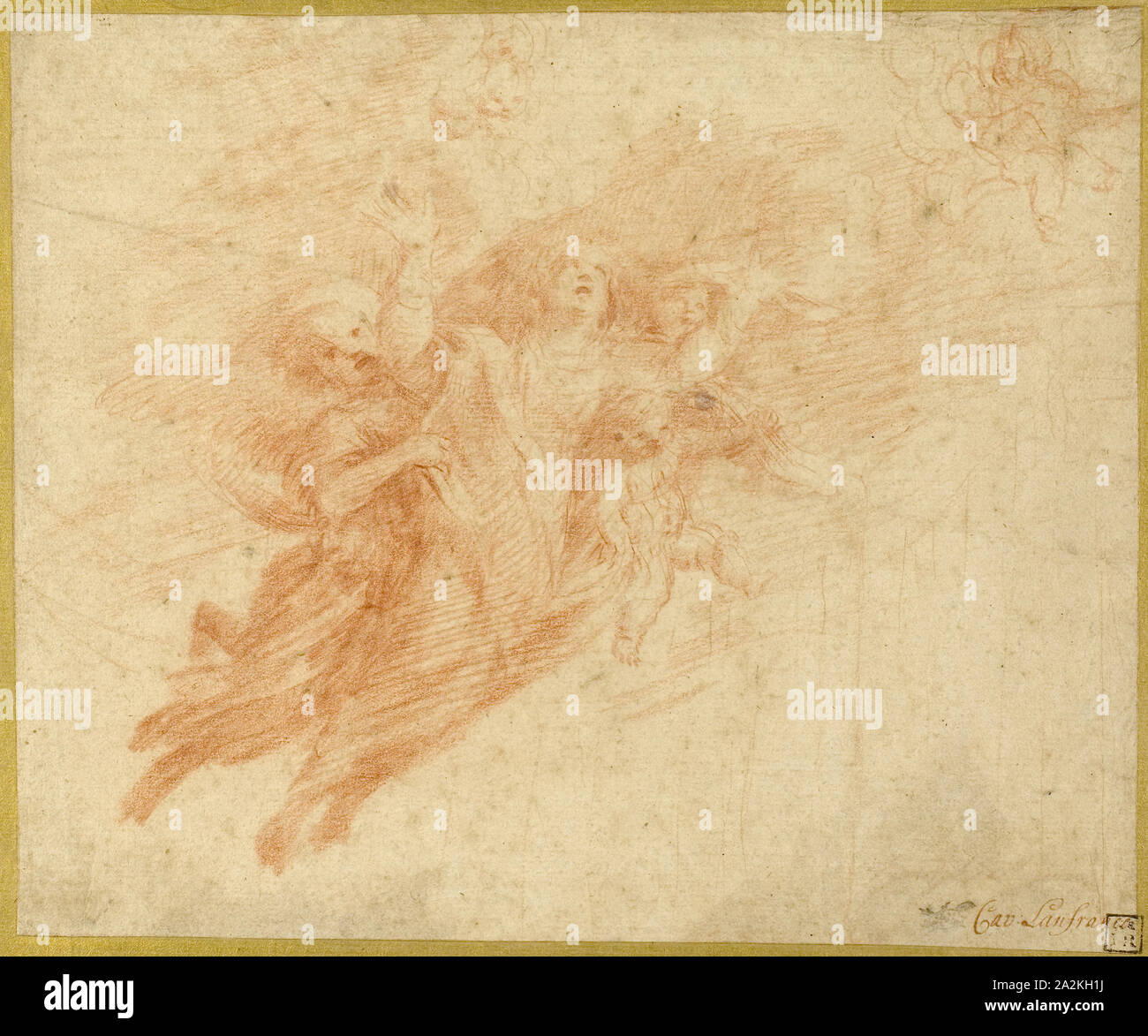 L'ascension de la Madeleine, n.d., artiste italien inconnu, peut-être le style de Cecco Bravo (Italien, 1607-1661), peut-être Giovanni Lanfranco (italien, 1582-1647), l'Italie, craie rouge, sur papier vergé chamois, fixées sur la carte, 223 x 268 mm Banque D'Images