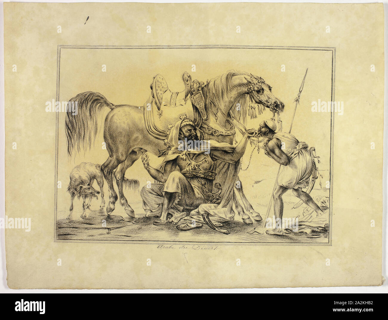 Arabes du désert, 1819, Mary Trevor, British, actif au début du 19ème siècle, Royaume-Uni, crayon noir, avec du graphite, sur vélin crème, 278 x 365 mm Banque D'Images