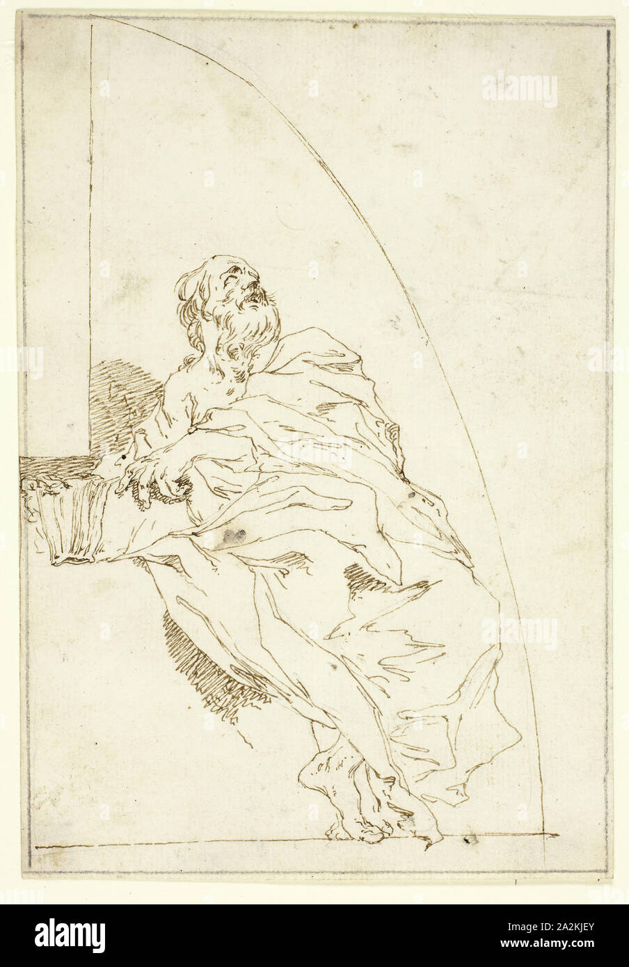 Prophète, s.d., Paul Troger, autrichien, 1698-1762, l'Autriche, plume et encre brune sur papier vergé ivoire, 182 × 126 mm Banque D'Images