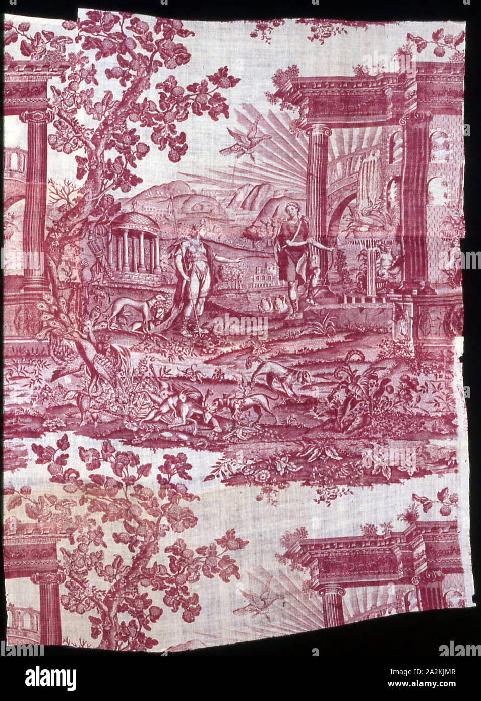Le Temple de Diane (ameublement), 1775/85, fabriqué par Bromley Hall (anglais, 1694-1823), en Angleterre, Middlesex, peuplier, Middlesex, du coton, à armure toile, imprimé en taille-douce, 130,6 x 101,9 cm (51 3/8 x 40 1/8 in Banque D'Images