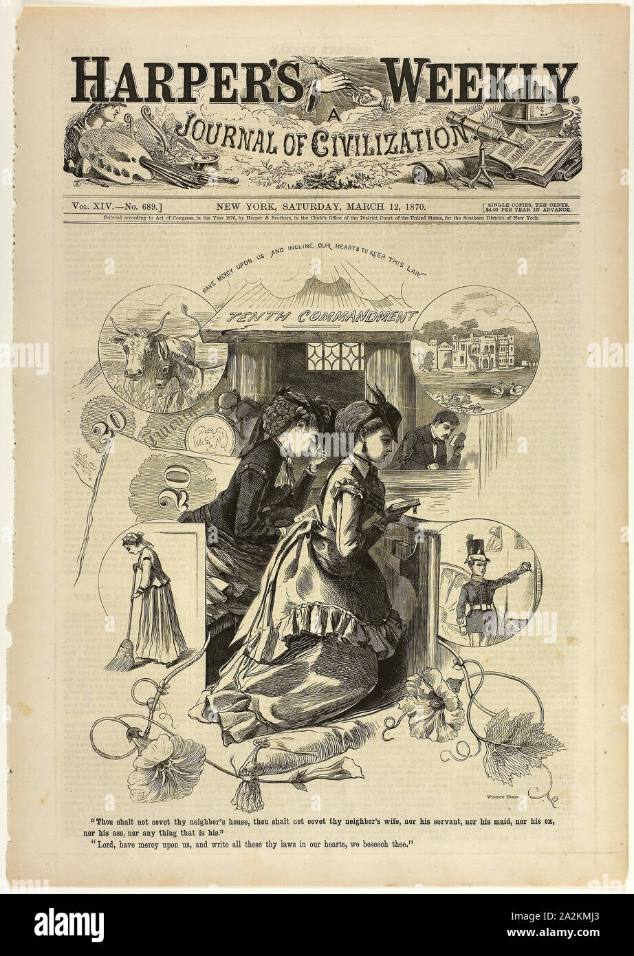 Dixième Commandement, publié le 12 mars 1870, Winslow Homer (Américain, 1836-1910), publié par Harper's Weekly (American, 1857-1916), United States, gravure sur bois sur papier, 407 x 284 mm Banque D'Images