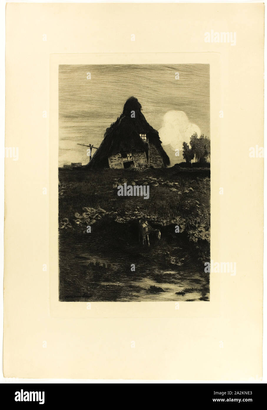 Moor Hut, 1895, Hans am Ende, allemand, 1864-1918, l'Allemagne, l'eau-forte sur vélin crème, 357 × 232 mm (plaque), 508 × 351 mm (feuille Banque D'Images