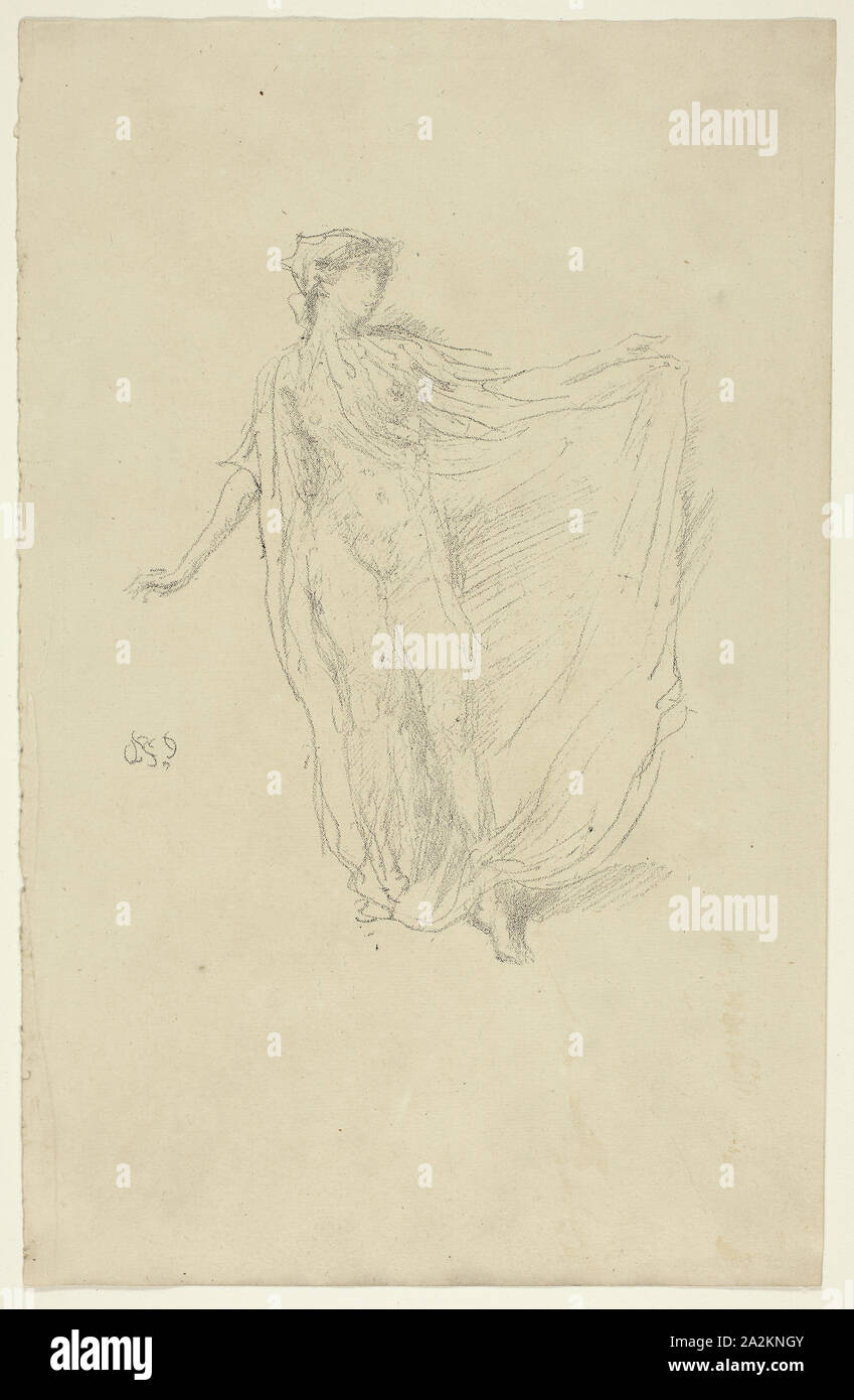 La Danseuse, 1889, James McNeill Whistler, Américain, 1834-1903, United States, transfert lithographie en noir sur papier vergé beige, 182 x 148 mm (image), 312 x 202 mm (feuille Banque D'Images