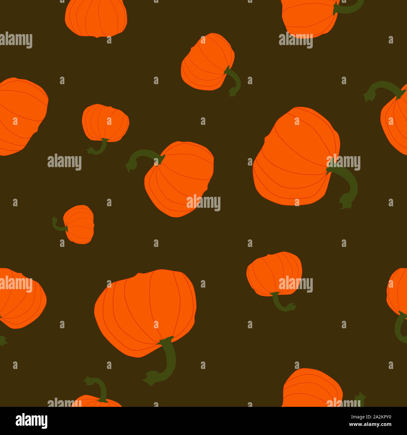 Motif transparent citrouilles orange sur fond vert. Thanksgiving Day journée impression simple avec récolte des courges Banque D'Images