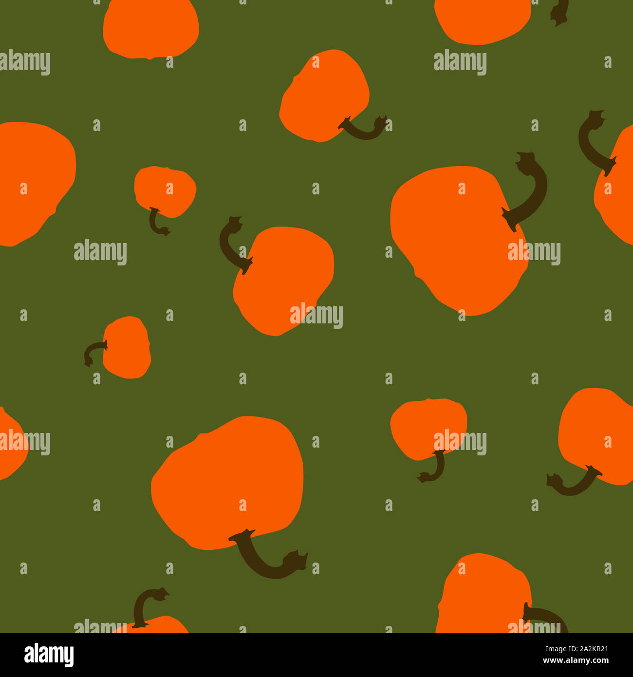 Motif transparent citrouilles orange sur fond vert. Thanksgiving Day journée impression simple avec récolte des courges Banque D'Images