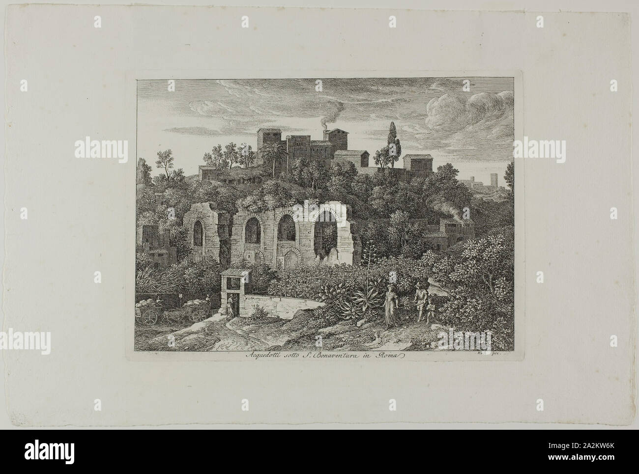 Ci-dessous de l'aqueduc le monastère de Saint Bonaventura à Rome, la plaque de 10 Die Römische Ansichten, 1810, Joseph Anton Koch, allemand, 1768-1839, l'Allemagne, de gravure sur papier, 155 x 215 mm (image), 165 x 227 mm (plaque), 233 x 358 mm (feuille Banque D'Images