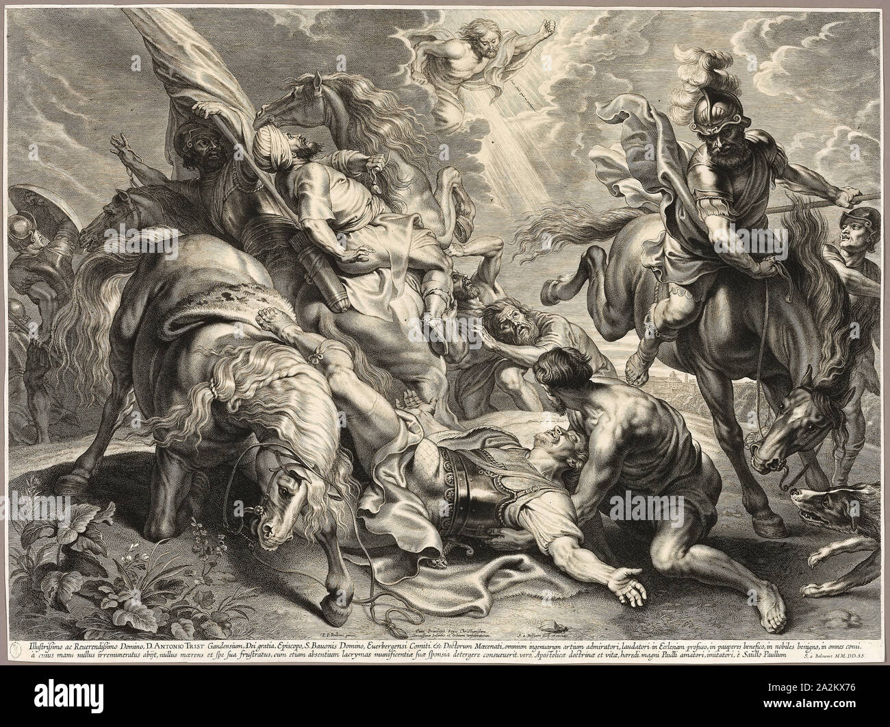 La Conversion de Saint Paul, 1621/33 Adamsz). Le néerlandais, l'épaule  (activité en Flandre, ch. 1586-1659), après Peter Paul Rubens (1577-1640),  Pays-Bas, gravure en noir sur papier vergé crème, 430 x 595 mm (
