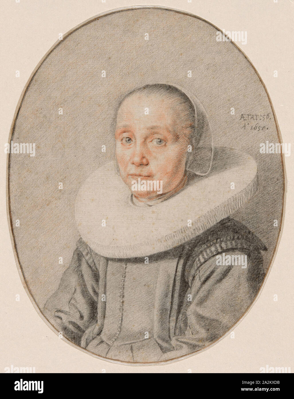 Un Portrait de femme, 1650, Jan de Bray, Néerlandais, ch. 1627-1697, Pays-Bas, noir et craie rouge sur papier vergé ivoire, 164 x 128 mm Banque D'Images Un Portrait de femme, 1650, Jan de Bray, Néerlandais, ch. 1627-1697, Pays-Bas, noir et craie rouge sur papier vergé ivoire, 164 x 128 mm Banque D'Images