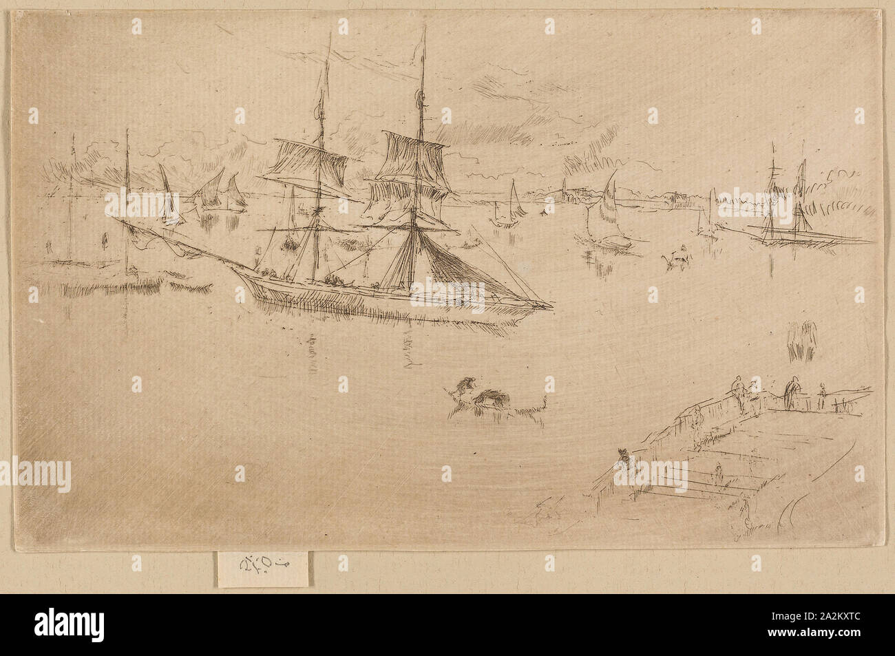 Lagoon-midi, 1879/80, James McNeill Whistler, Américain, 1834-1903, United States, pointe sèche en brun foncé sur papier vergé ivoire, 125 x 202 mm (feuille Banque D'Images