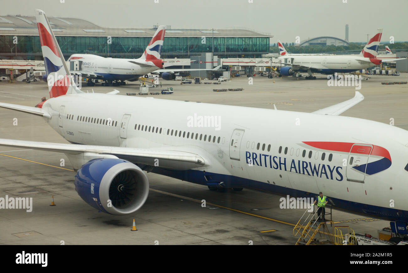 British Airways avion de ligne de rêve au terminal 5, Heathrow airport , , Londres Banque D'Images
