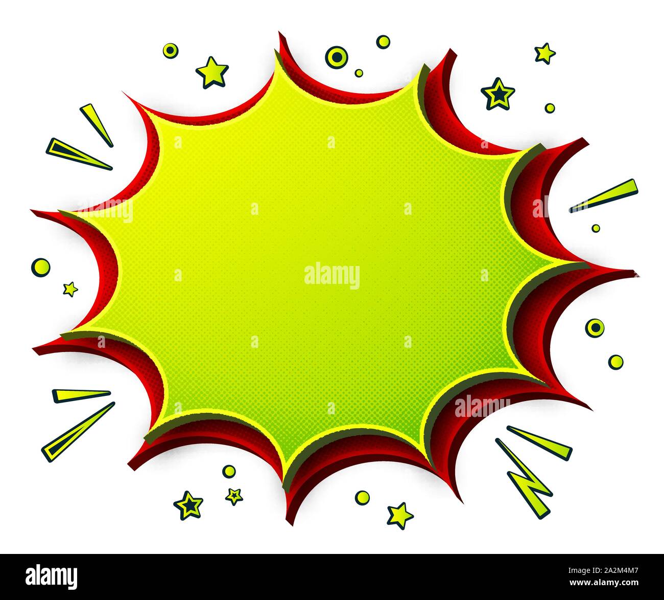 La bande dessinée historique. Caricature poster dans pop art style avec bulles rouge- vert avec le demi-ton et effets sonores. Drôle de bannière colorée Illustration de Vecteur