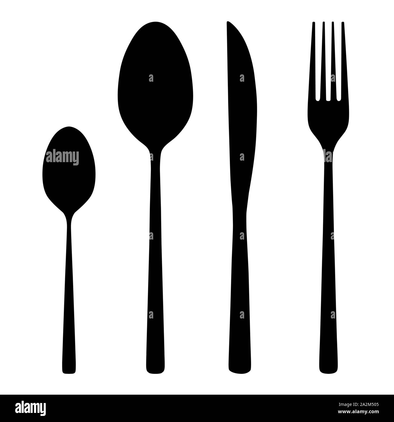 Illustration réaliste de la coutellerie silhouettes - couteaux et fourchettes avec cuillère, isolé sur fond blanc - vector Illustration de Vecteur