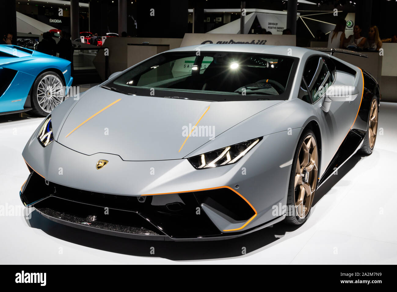 Francfort, Allemagne - Sep 13, 2017 : Lamborghini Ouragan RWD Spyder voiture de sport au Salon de l'automobile IAA de Francfort. Banque D'Images