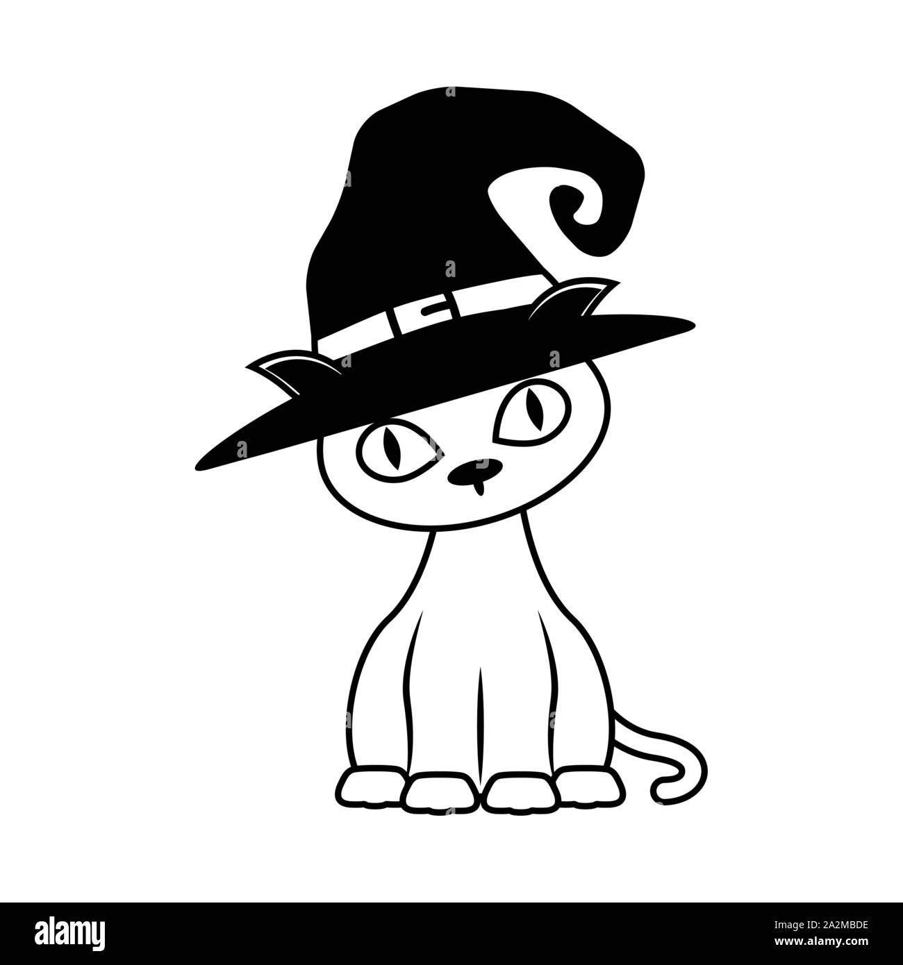 Mascotte chat halloween avec chapeau de sorcière Illustration de Vecteur