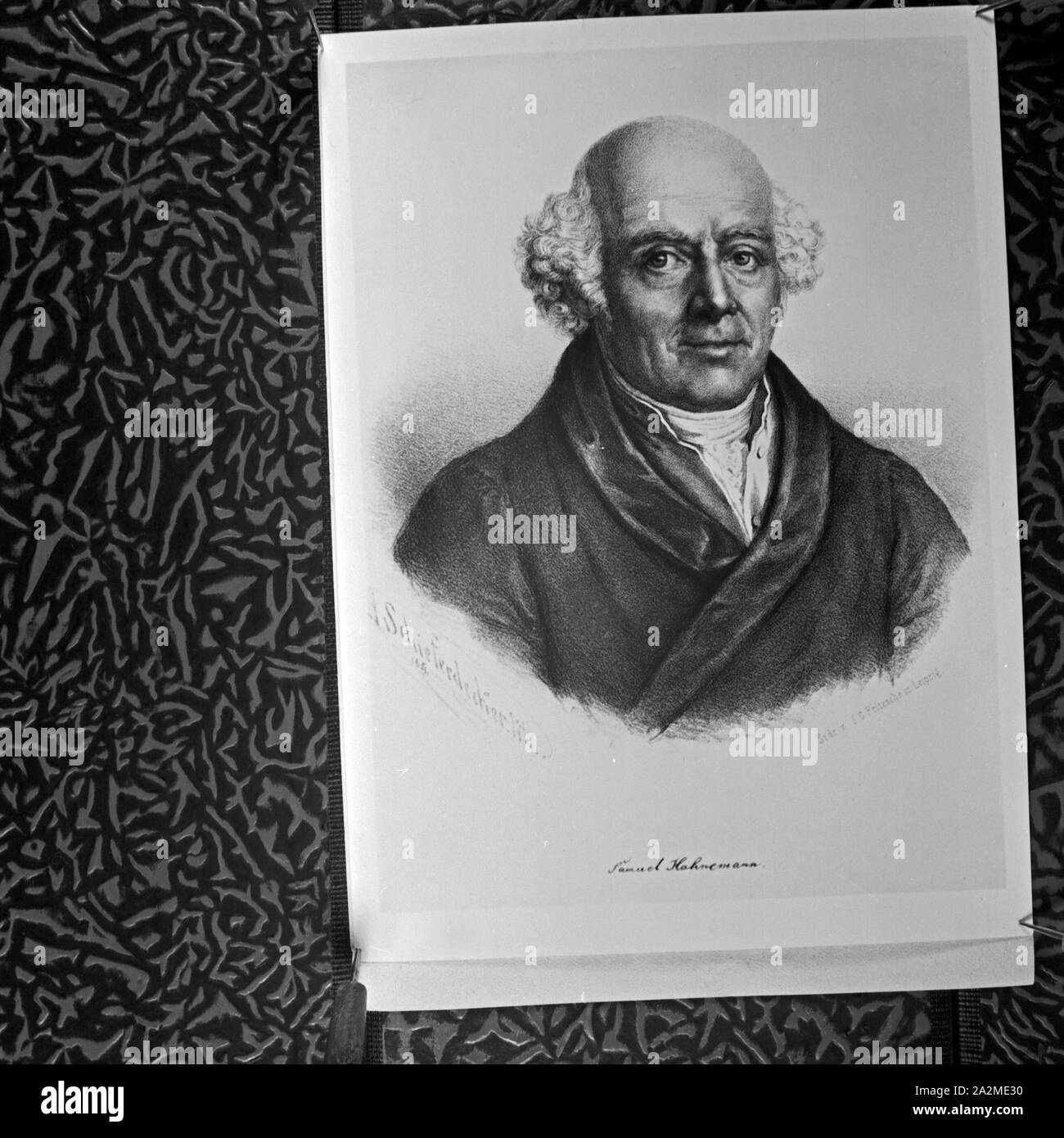Reproduktion aus der Sammlung Edwin Redslob : Porträt von Samuel Hahnemann, Deutschland 1930 er Jahre. La reproduction de la collection Edwin Redslob : portrait de Samuel Hahnemann, Allemagne 1930. Banque D'Images