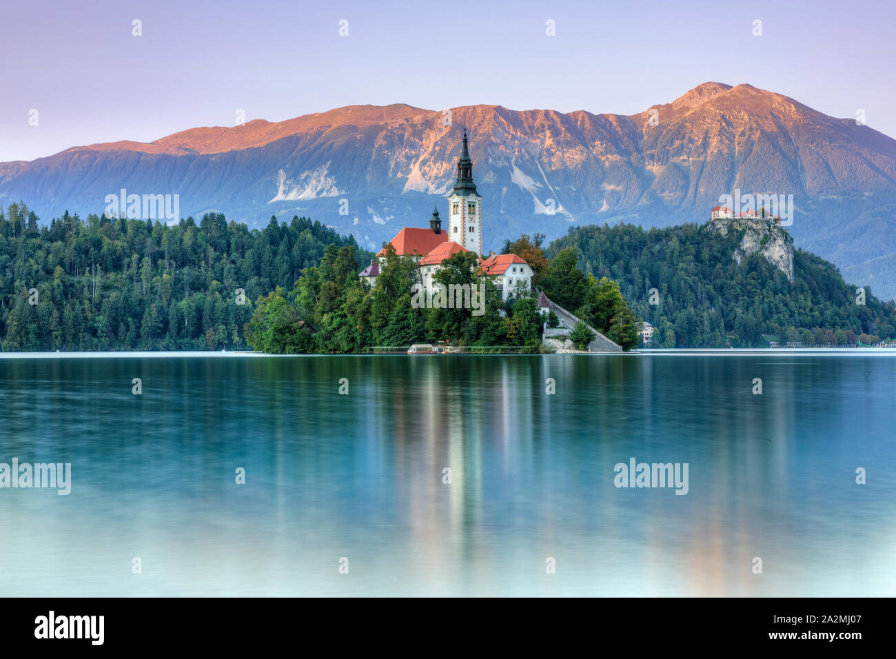 Le lac de Bled, Haute-Carniole, Slovénie, Europe Banque D'Images