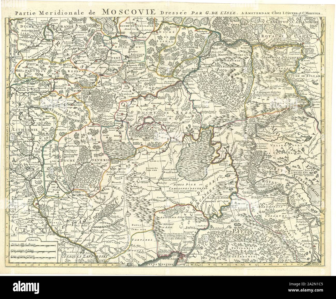 La carte, partie meridionale de Moscovie dressée par G. DE L'Isle, Guillaume Delisle (1675-1726), impression sur cuivre Banque D'Images