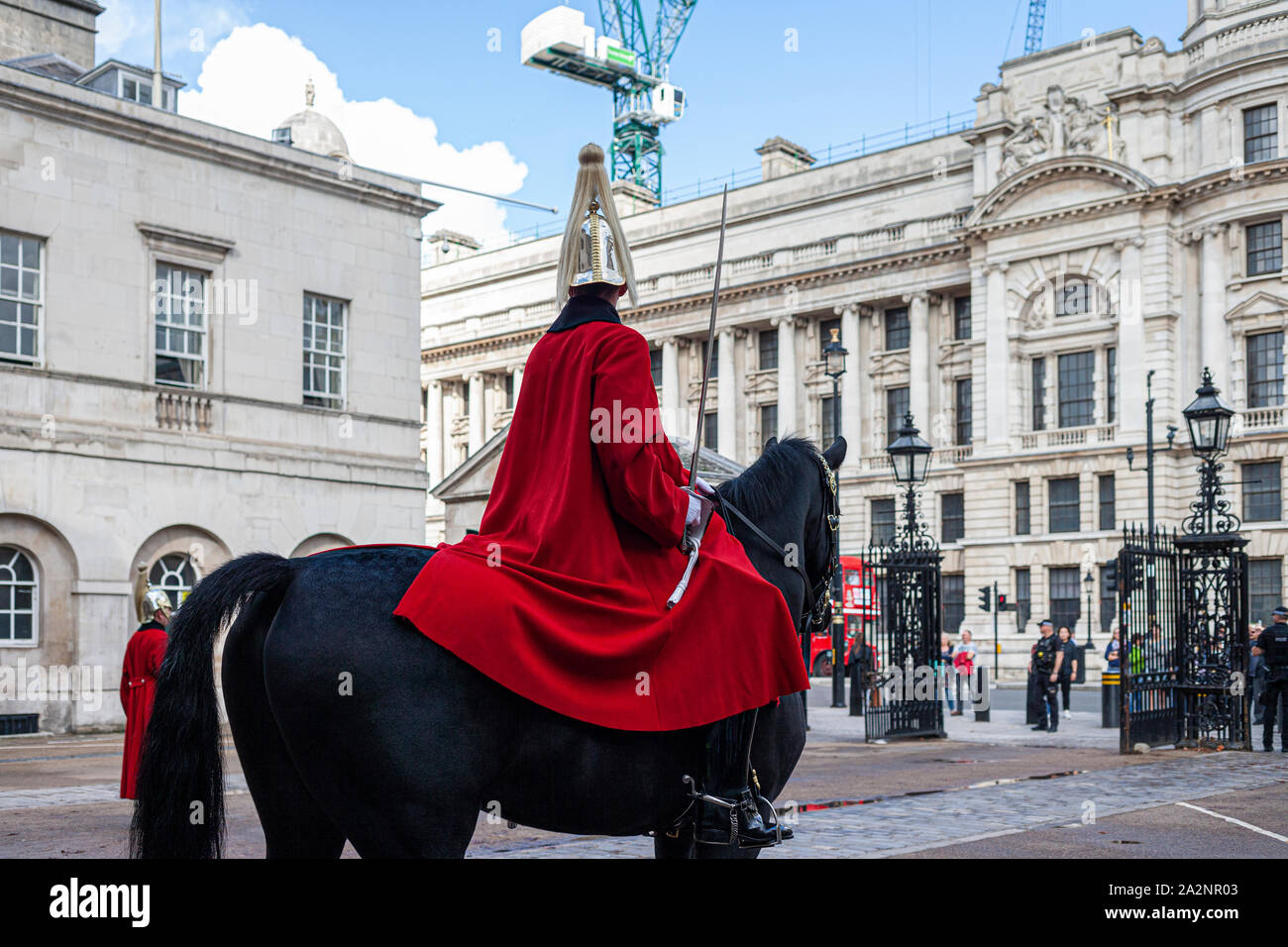 Household Cavalry Sentry à entrée à Horse Guards, London UK Banque D'Images