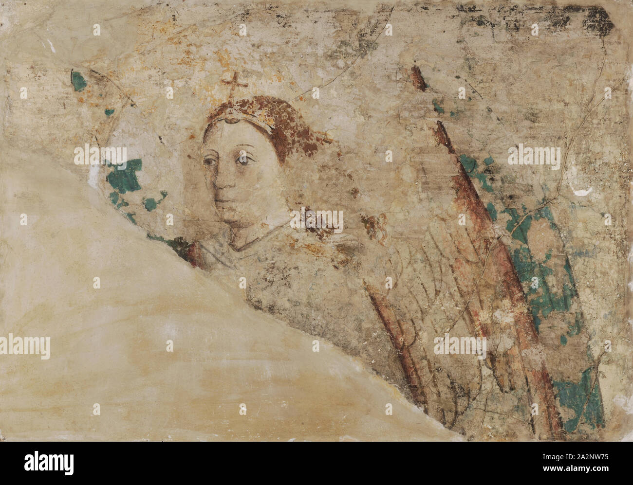 Annonciation à Marie : l'Archange Gabriel, ch. 1450, peinture murale, rendus sur toile, 113 x 162 cm, non marqué, Basler Meister, 15. Jh Banque D'Images