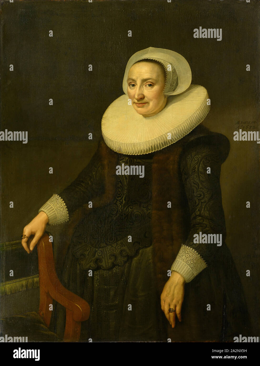 Portrait d'une femme âgée, 1632, huile sur bois, 113 x 86,2 cm, signé et daté à la mi-hauteur de la marge droite : AEtatis., 50., [Æ] ligaturées, A °., J632., M., Miereveld, Michiel Jansz. van Mierevelt., 1566-1641 Delft Delft Banque D'Images