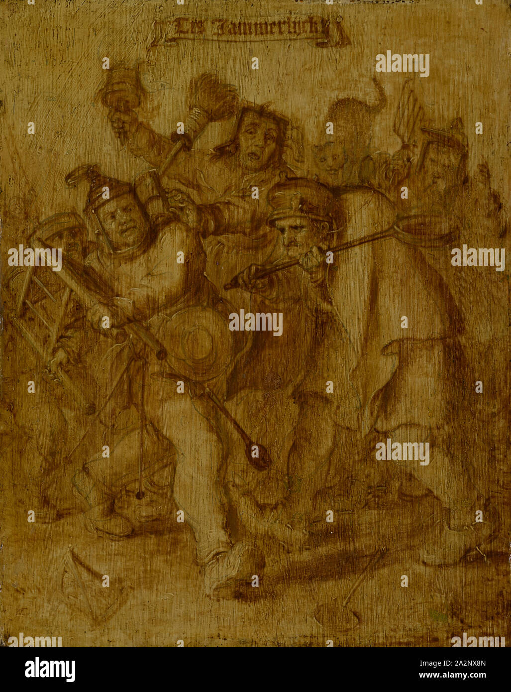Raufende Bauern, huile sur bois de chêne, 27 x 21,5 cm, reste de la signature en bas à gauche : Un fichier .c., en ... Sur le dessus de la SIT Jammerlijck rotulus : Adriaen Pietersz., van de Venne, 1589-1662 Delft Den Haag Banque D'Images
