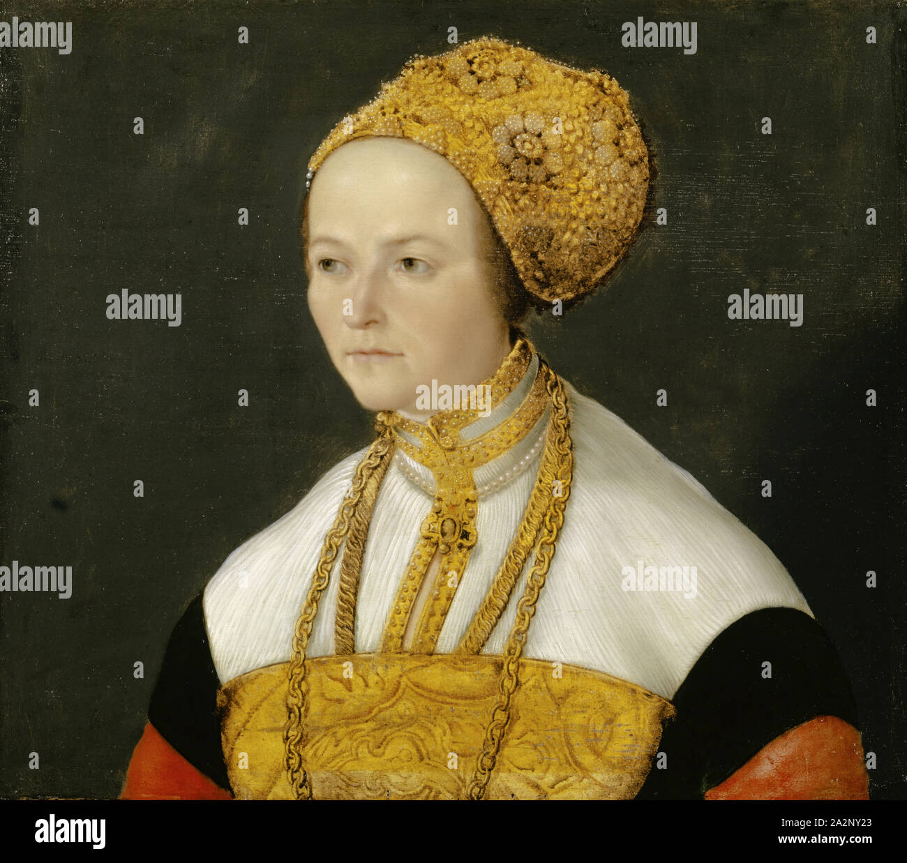 Portrait d'un des trente-et-un ans, femme, huile sur chêne, 50 x 58 cm, Süddeutscher Meister, 16. Jh., (Kopie nach / copie après Banque D'Images
