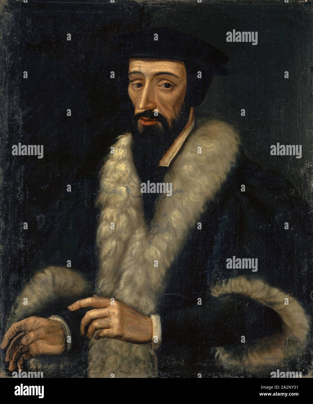 Portrait de Jean Calvin, huile sur toile, 78 x 65,5 cm, non marqué, Schweizerischer Meister, 17. Jh Banque D'Images