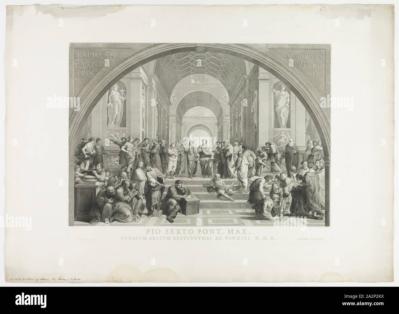 Giovanni Volpato, italien, 1733-1803, après Giuseppe Cades, italien, 1750-1799, après Raphaël, italien, 1483-1520, l'École d'Athènes, 1779, gravure imprimée à l'encre noire sur papier vélin, plaque : 22 × 3/8 29 1/4 pouces (56,8 × 74,3 cm Banque D'Images