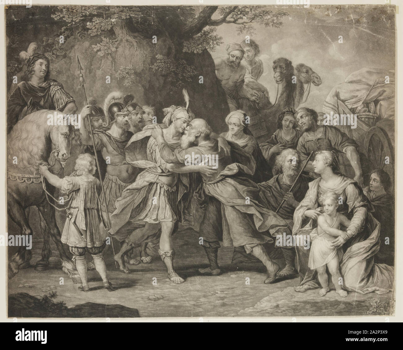 Richard Earlom, anglais, 1743 - 1822, après Peter Paul Rubens, flamand, 1577-1640, salles de Jacob et Joseph, 18e/19e siècle, manière noire imprimée en noir sur papier vélin, image : 19 x 23 3/4 in Banque D'Images