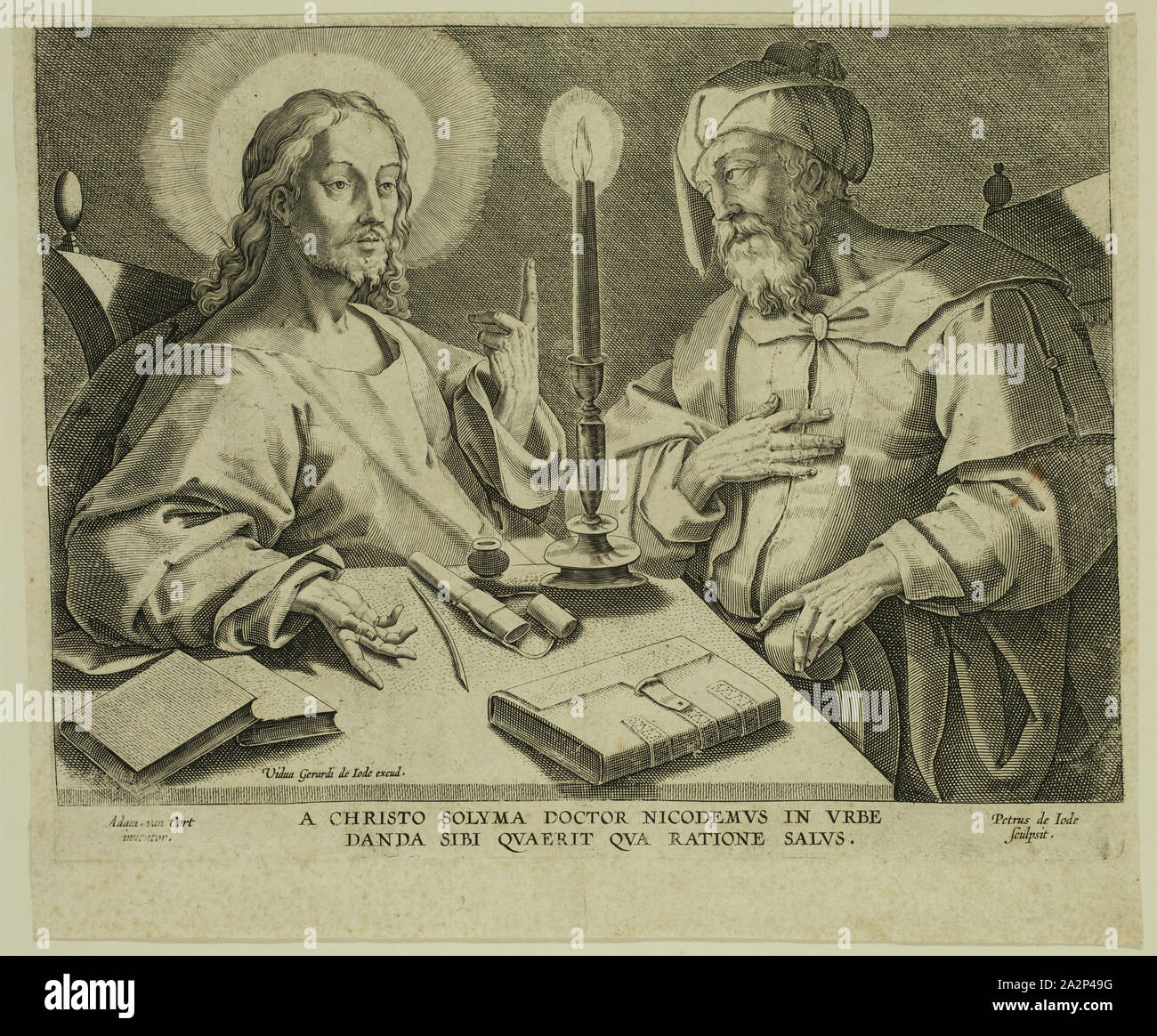 Pieter de Jode, I, flamand, 1570-1634, après qu'Adam van Noort, 1562-1641, Russisch, Christ instruisant Nicodème, entre la fin du 16e et début du 17e siècle, gravure imprimée à l'encre noire sur papier vergé, plaque : 7 × 9 pouces (17,8 × 22,9 cm Banque D'Images