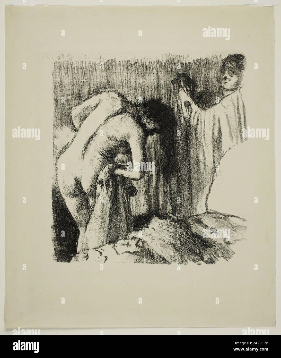 Edgar Degas, Français, 1834-1917, la sortie du bain III, ca. 1891, lithographie imprimée en encre noire sur vélin crème, Image : 9 3/4 x 9 1/4 pouces (24,8 × 23,5 cm Banque D'Images