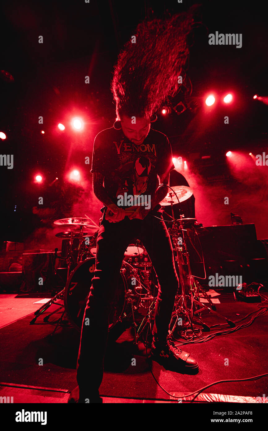 Copenhague, Danemark. 09Th Oct, 2019. Le groupe de deathcore américain Chelsea Grin effectue un concert live à Amager Bio à Copenhague. Ici le chanteur Tom Barber est vu sur scène. (Photo crédit : Gonzales Photo/Alamy Live News Banque D'Images